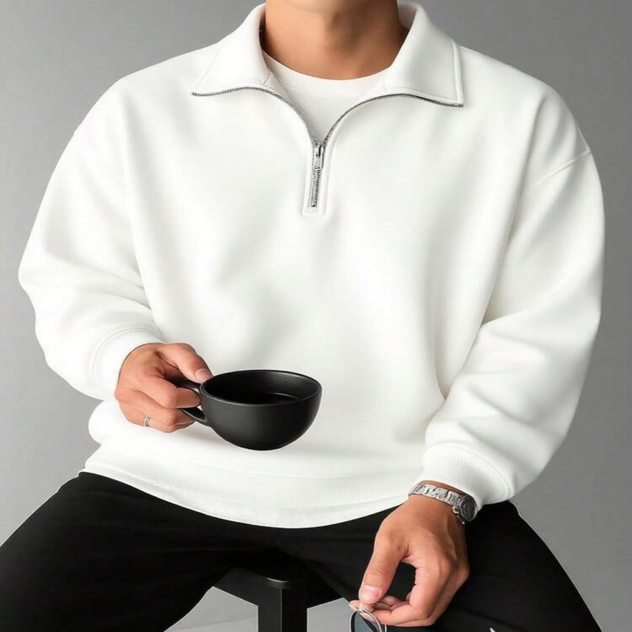 Classico White Quarter Zip