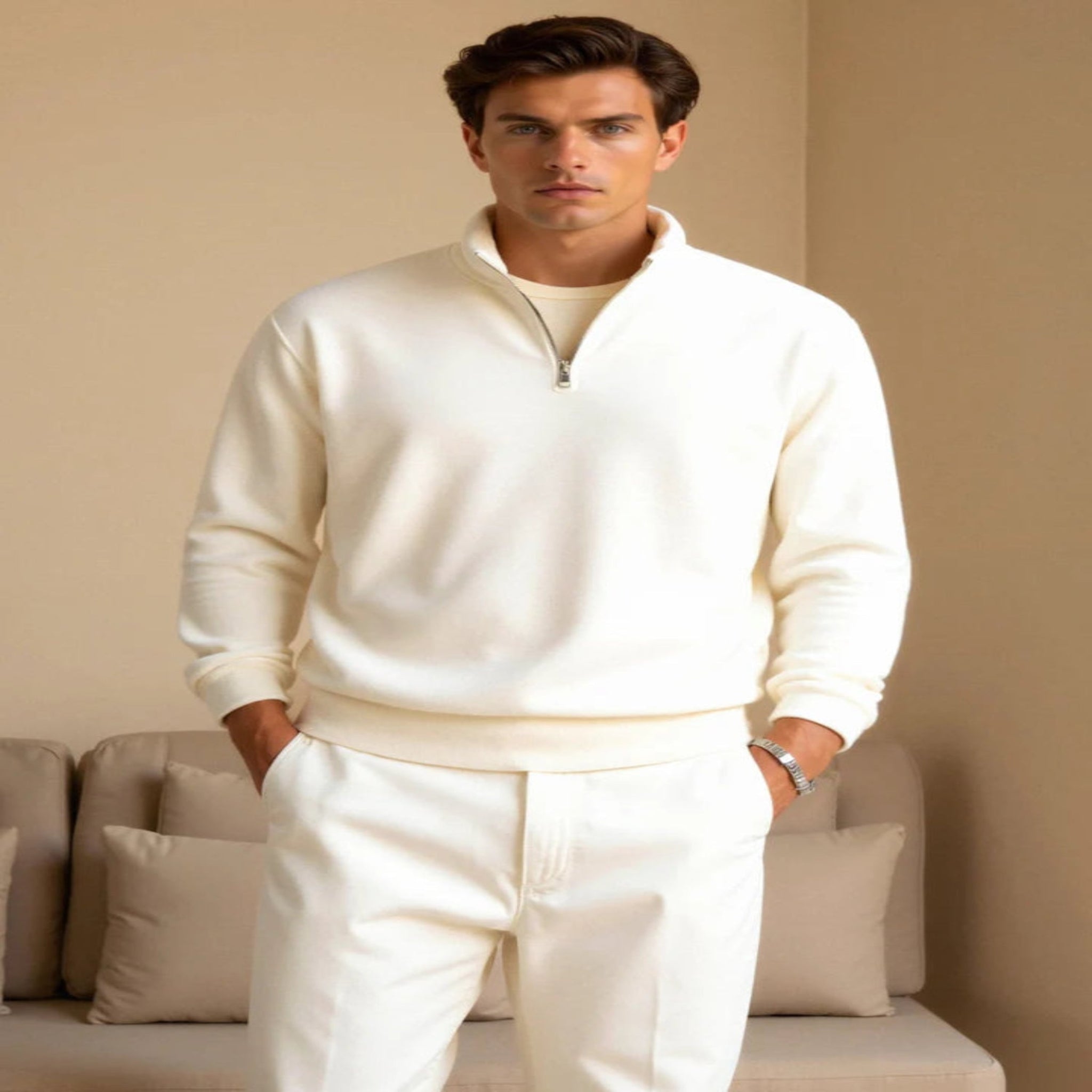 Classico White Quarter Zip
